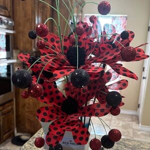 Red and Black Polka Dot Floral Bouquet